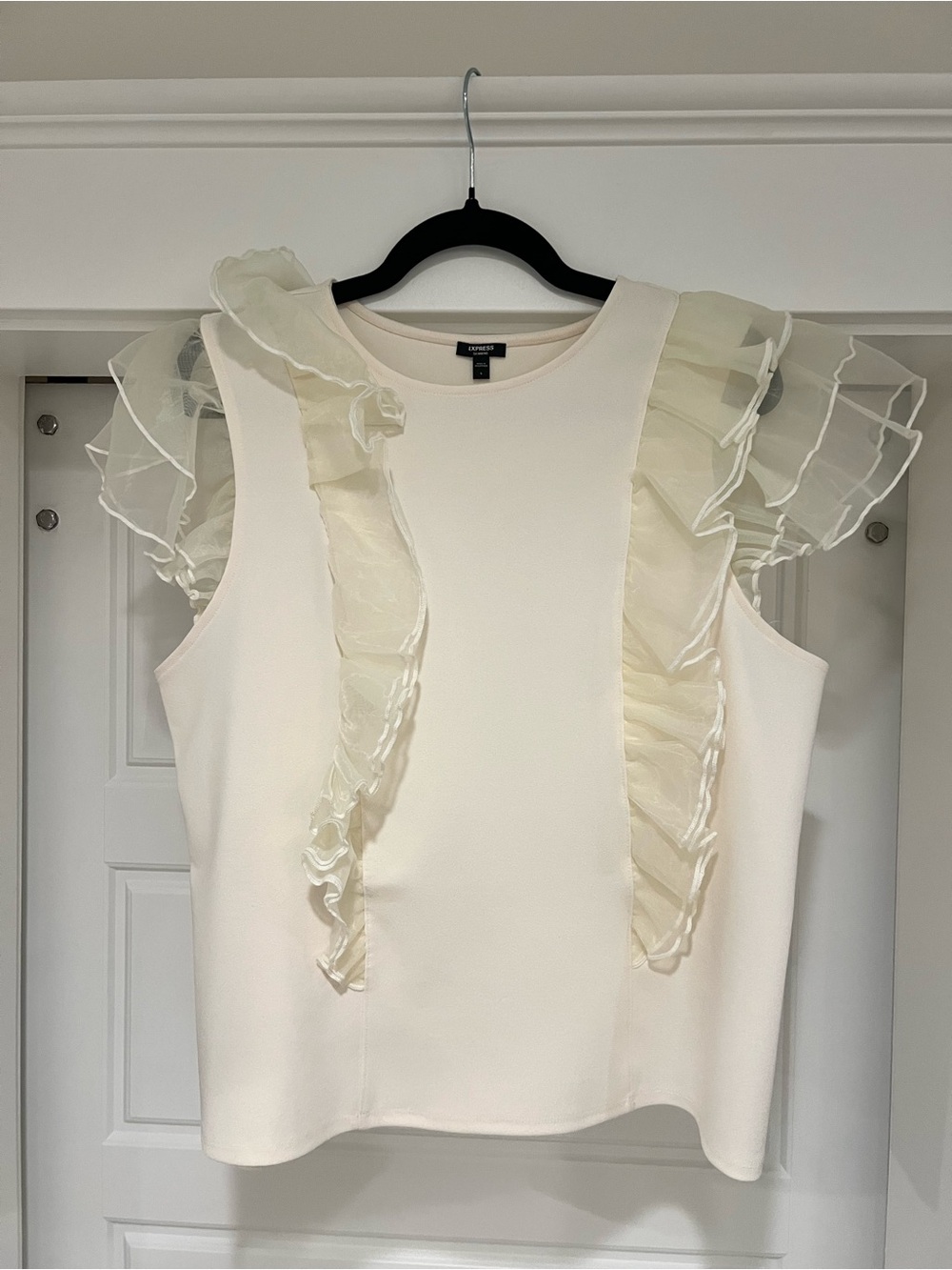 Express Cream Ruffle-Trim Sleeveless Camisole